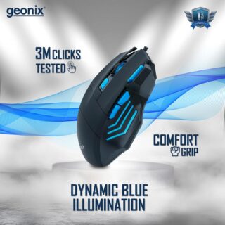GEONIX Vigor R6 Wired Gaming Mouse M20 with 3600 DPI, 7 Buttons & Blue Backlight